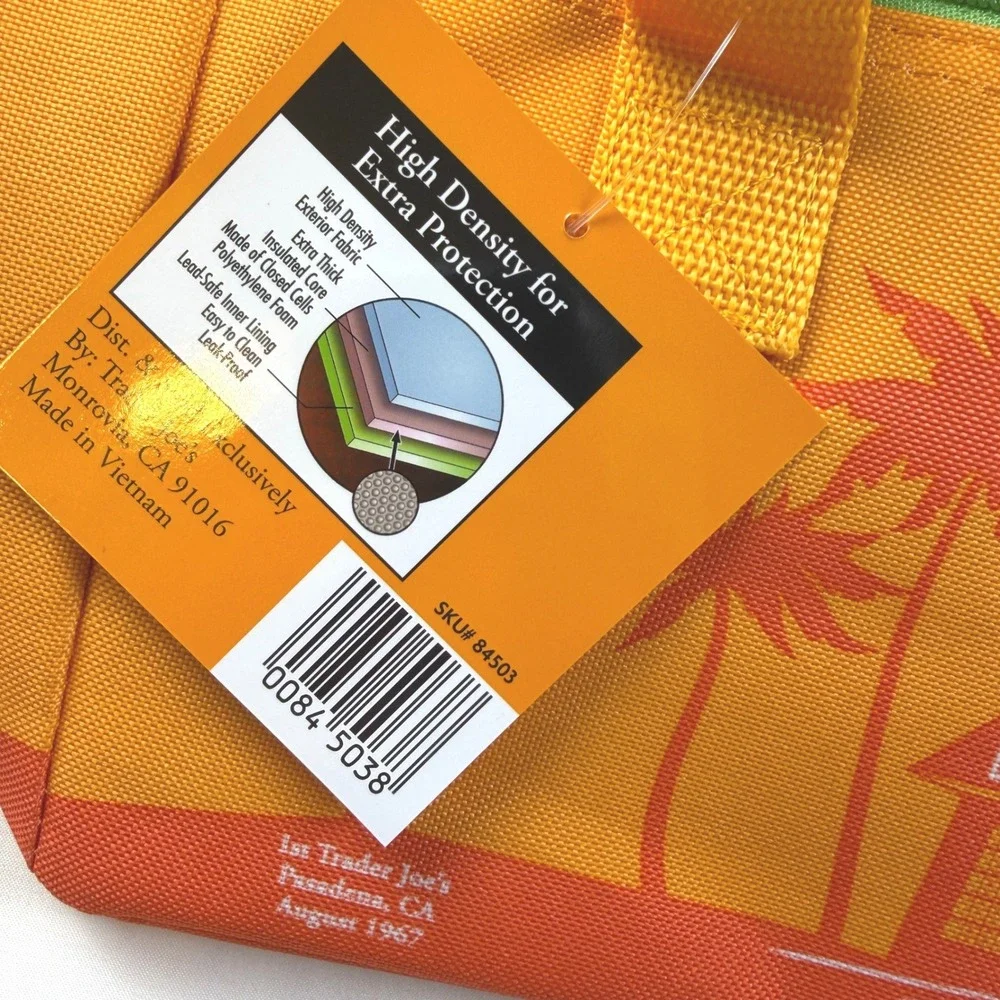 Trader Joe's Mini Insulated Bag Unisex OS Yellow Orange Sunset Lunch Tote NWT